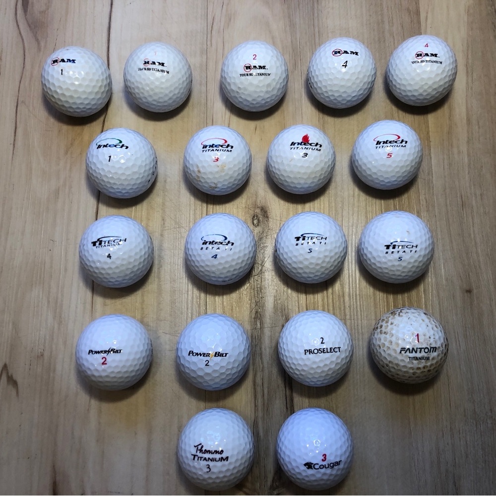 20 Vintage Y2K Golf Balls RAM Intech TiTech PowerBilt Titanium Distance Lot